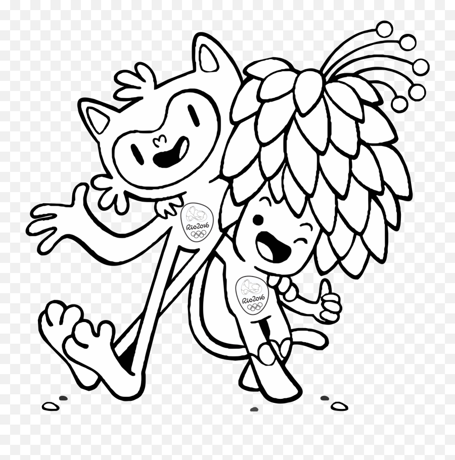 Olympics Clipart Black And White - Rio Olympic Mascots Coloring Pages Emoji,Olympic Torch Emoji
