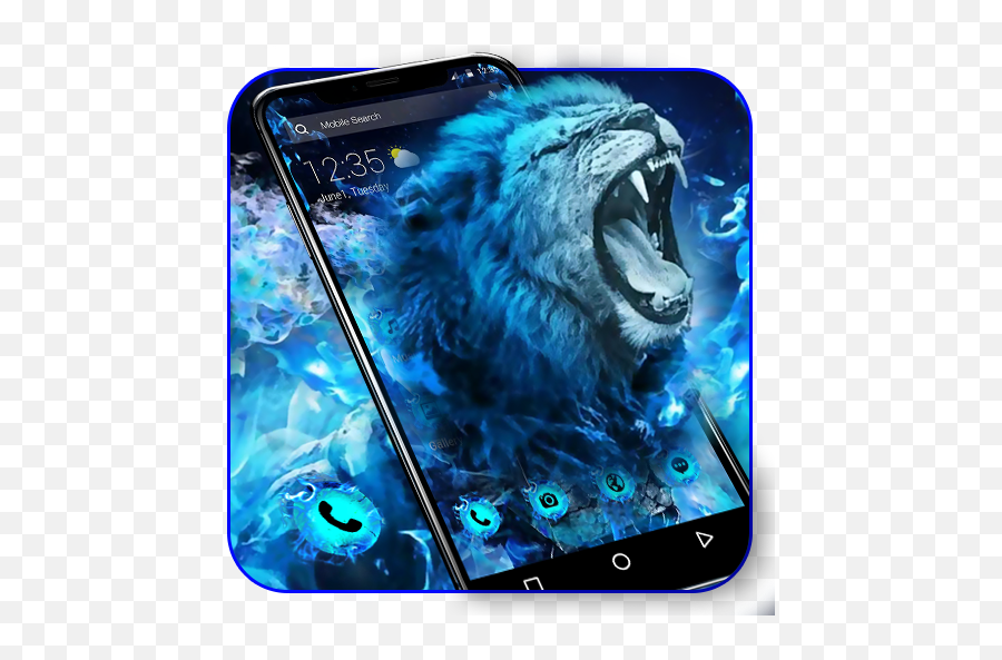 Blue Flaming Wild Lion Apus Launcher Theme U2013 Apps No Google Play - Camera Phone Emoji,Atalho Emoticons