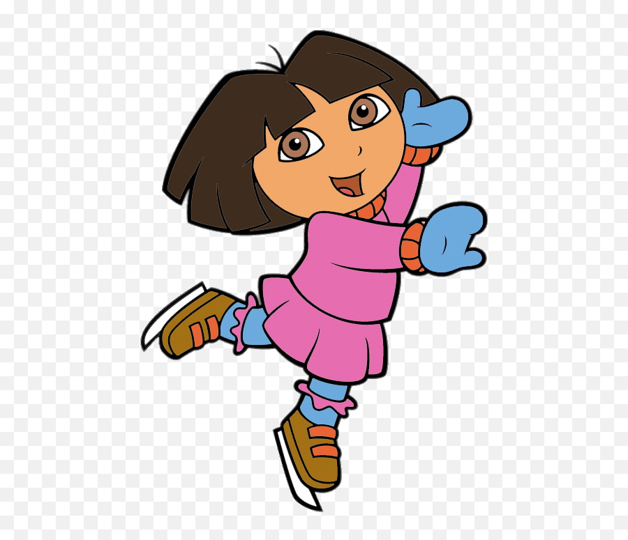 Check Out This Transparent Dora The Explorer Ice Skating Png - Cartoon Dora Ice Skating Emoji,Ice Skating Emoticon