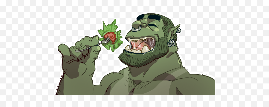 That Orc Skips The Pity Party - Warriors Nerd Fitness Orc Eating Salad Emoji,Wookie Emoji