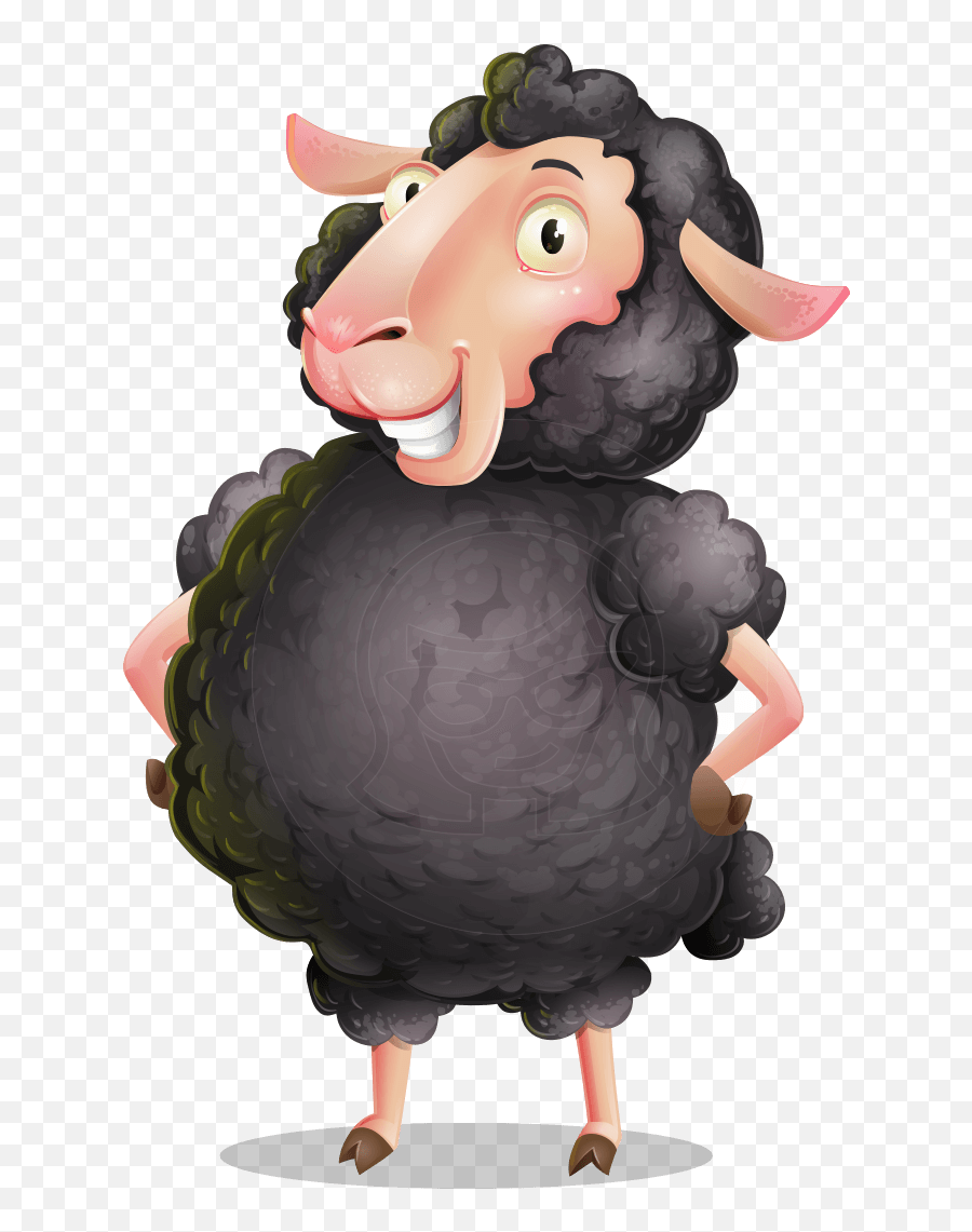 Black Sheep Cartoon Vector Character Graphicmama - Animated Cartoon Black Sheep Emoji,Clipart Faces Emotions Black And White Big Smile