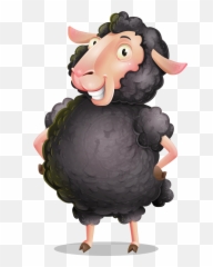 Black Sheep Cartoon Vector Character Graphicmama - Animated Cartoon Black Sheep Emoji,Clipart Faces Emotions Black And White Big Smile