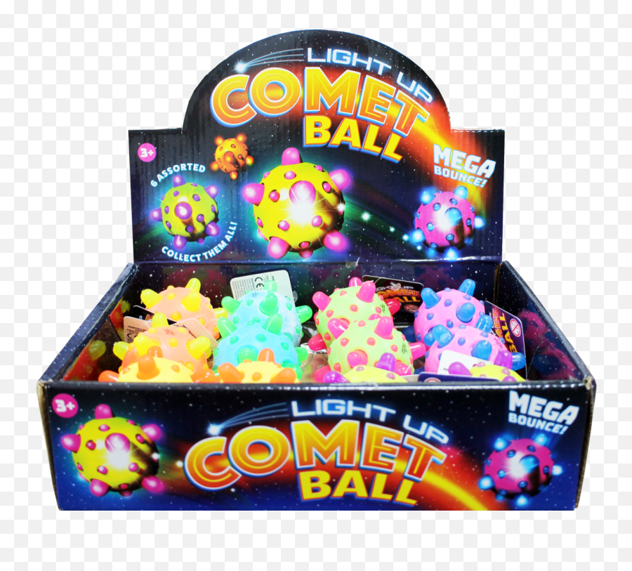 7cm Light Up Comet Ball 6 Assorted Colours Cdu - Dot Emoji,Comet Emoji