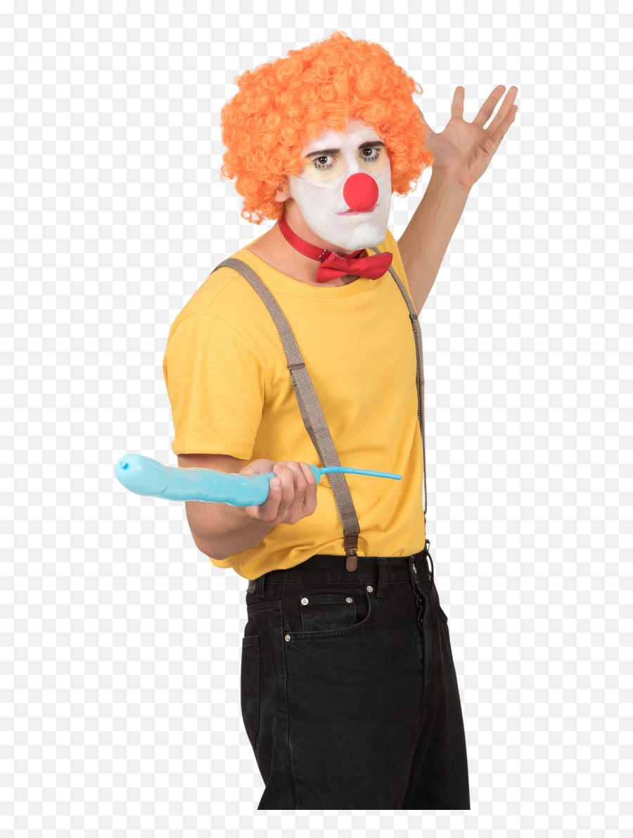 Photo De Male Clown In Red Wig Using Balloon As A Sword Emoji,Wig Emojis