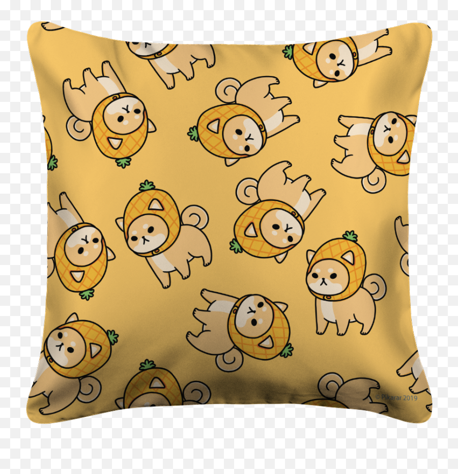 Pineapple Shiba Toss White Pillow Case - Happy Emoji,Pineapple Emoticon