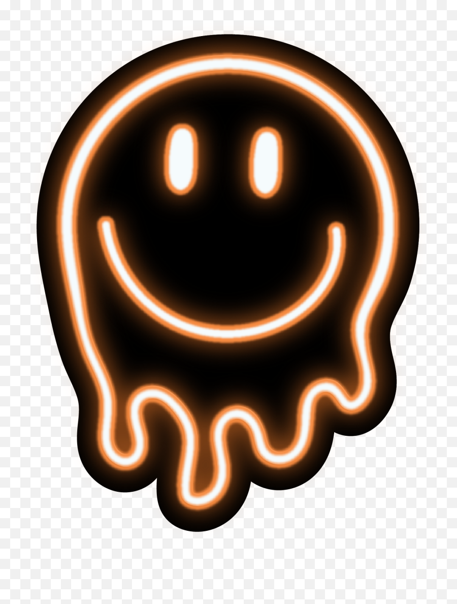 Neon Sign Dripping Smiley Face Sticker - Drippy Smiley Face Transparent Emoji,Happy Face Emoticon
