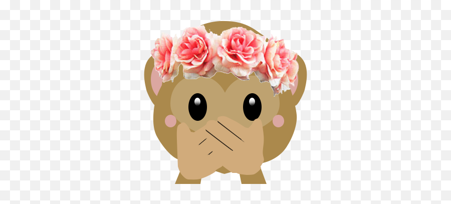 Aesthetic Monkey Emoji Emojiedit - Flower Crown Emoji Monkey,Pink Rose Emoji