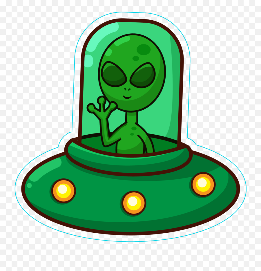 Alien Spaceship Png - Alien In Spaceship Cartoon Sticker Alien In Spaceship Cartoon Emoji,Alien Emoji Wallpaper