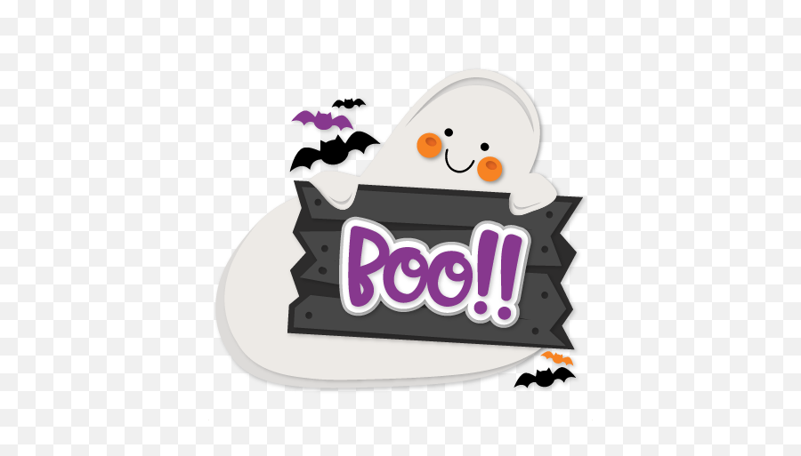 Halloween Ghost With Boo Sign Cuts - Cute Halloween Ghost Clipart Emoji,Boo Emoji