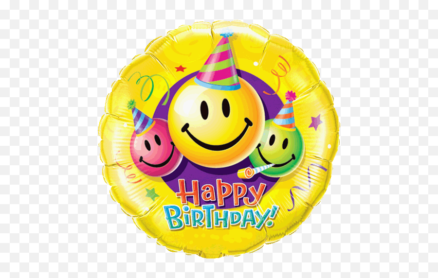 18 Happy Birthday Smiley Faces Foil Balloon - Smiley Happy Birthday Emoji,Happy Birthday Emoticon Gif