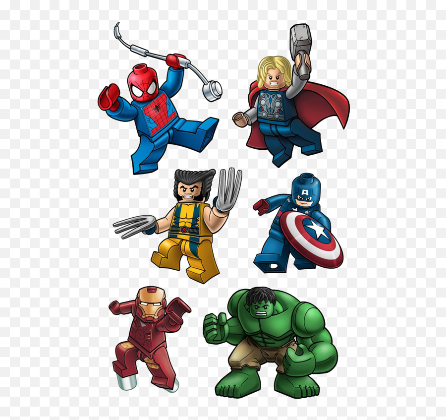 Spiderman Thor Wolverine Ironman Hulk - Lego Marvel Superheroes Cartoon Emoji,Captain America Emoji