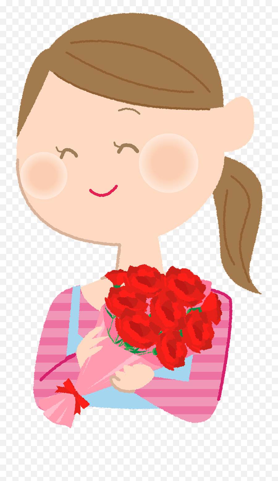 Carnation Bouquet For Motheru0027s Day Clipart Free Download - Fictional Character Emoji,Emoticon Giving Flowers