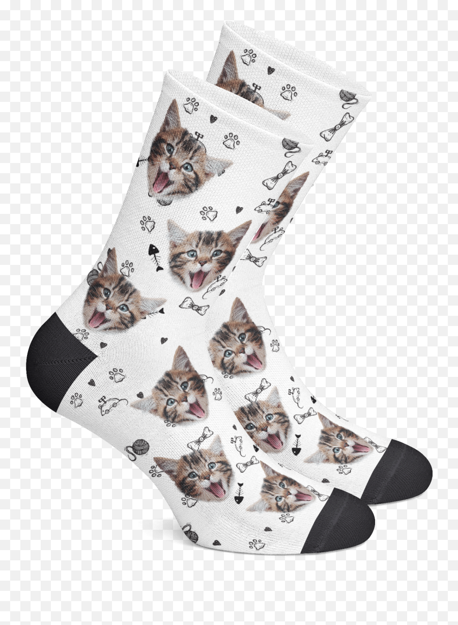Custom Cat Socks U2013 Personalized Pet Socks U2013 Cat Face With - Dog Emoji,Kitty Emoticon Panities