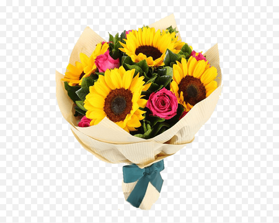 Special Offers - Girasoles En Bouquet Con Rosas Emoji,Sunflowers Emotion