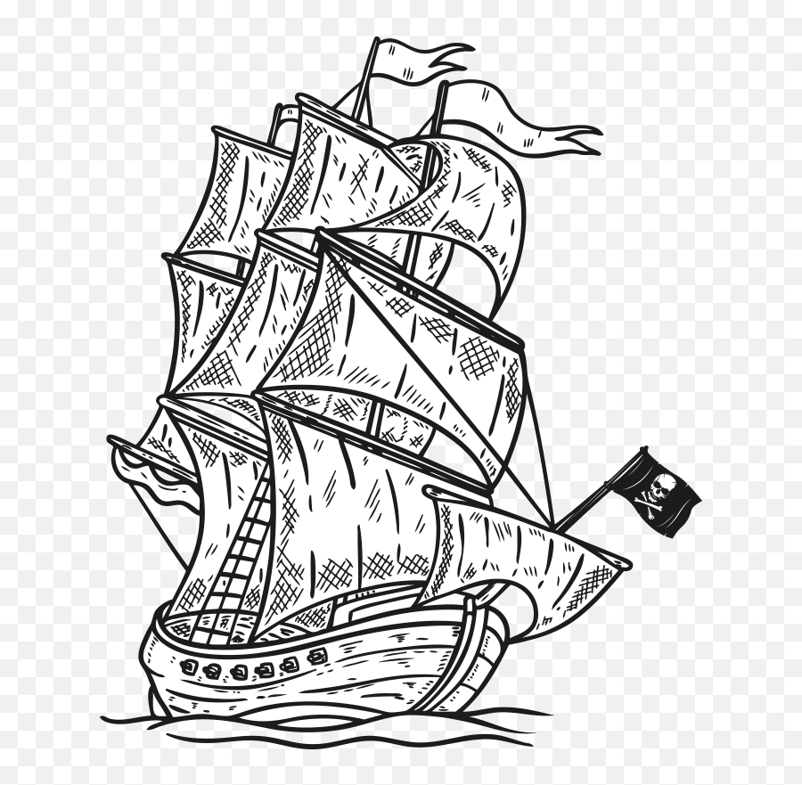 Pirate Ship Navigating Illustration - Ship Illustration Vector Emoji,Pirate Ship Emojis