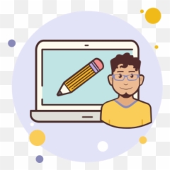 Man Laptop Pencil Icon U2013 Free Download Png And Vector - Laptop Icon Bubbles Emoji,Kmart Emoji Pencil