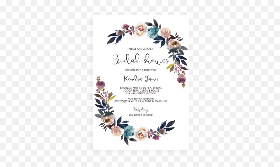 Floral Bridal Shower Invitation - Bridal Shower Invitation Template Emoji,Emoji Invitation Template