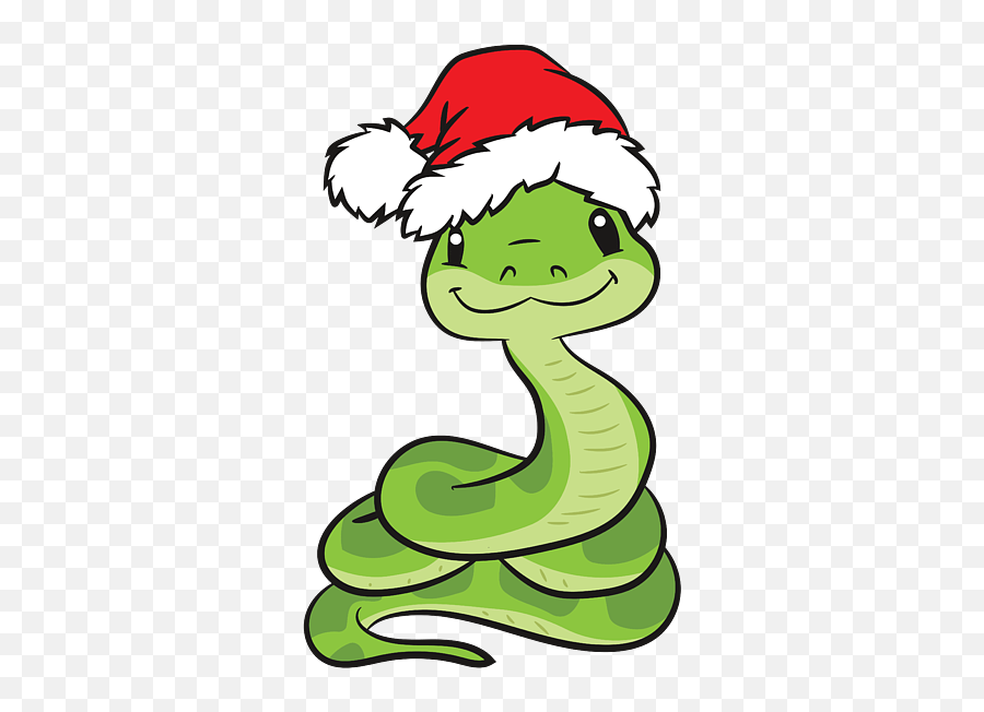 Snake With Santa Hat Cute Snake Lover - Snake Emoji,Adorable Snake Emotion