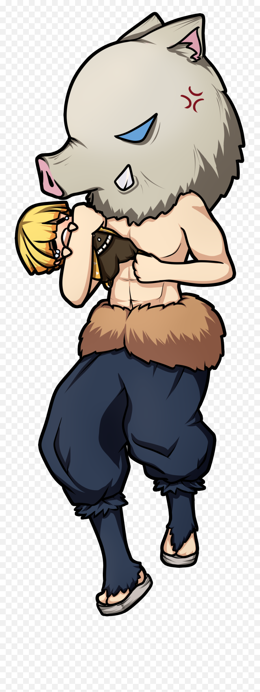 Inosuke Holding Zenitsu Plush - Fictional Character Emoji,Ghibli Emoji Png