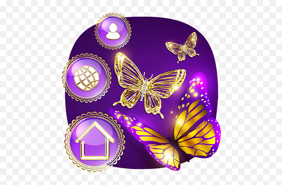 Updated Purple Gold Butterfly Theme Android App Download - Purple And Gold Butterfly Png Emoji,Purplebutterfly Emojis