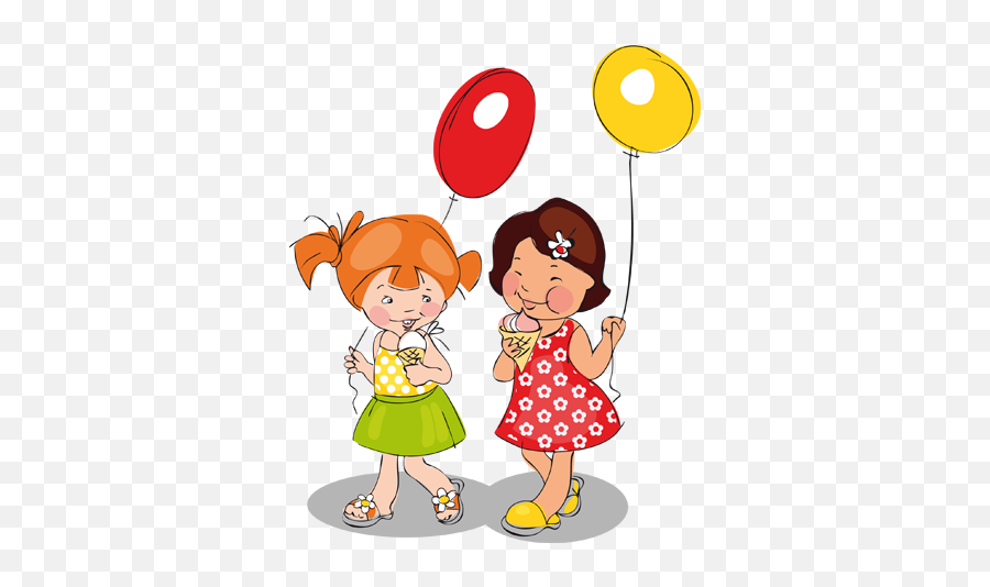 Girls Ballons Ice Cream Kids Sticker - Infantil Imagenes De Niñas Emoji,Two Girl Emoji