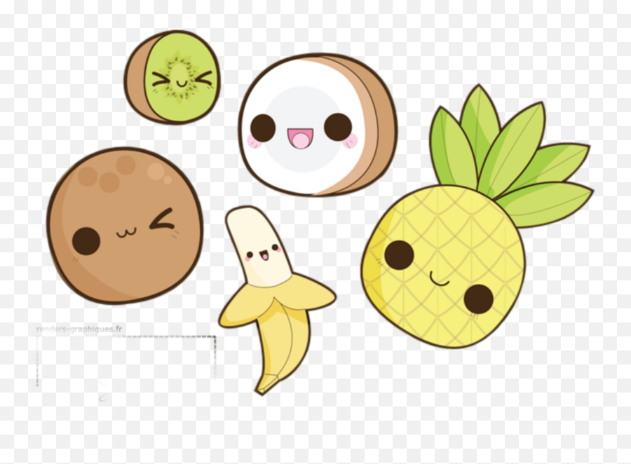 Kawaii Fruit Fruits Face Sticker - Kawaii Fruits Emoji,Pineapple Emoticon