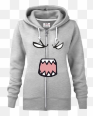 Ladies Full - Zip Hooded Sweatshirt With Printing Angry Face Emoji,Angry Emoticon T Shirt