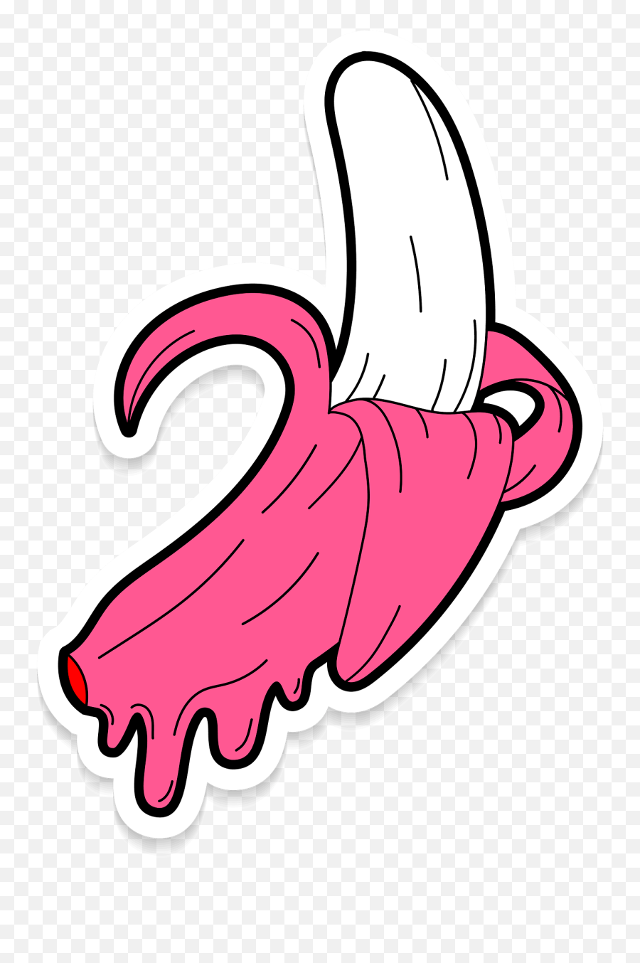Banana Pink Fruit Food Sticker By Cassandra Fleming - Transparent Png Stickers Png Emoji,Banana Emoji
