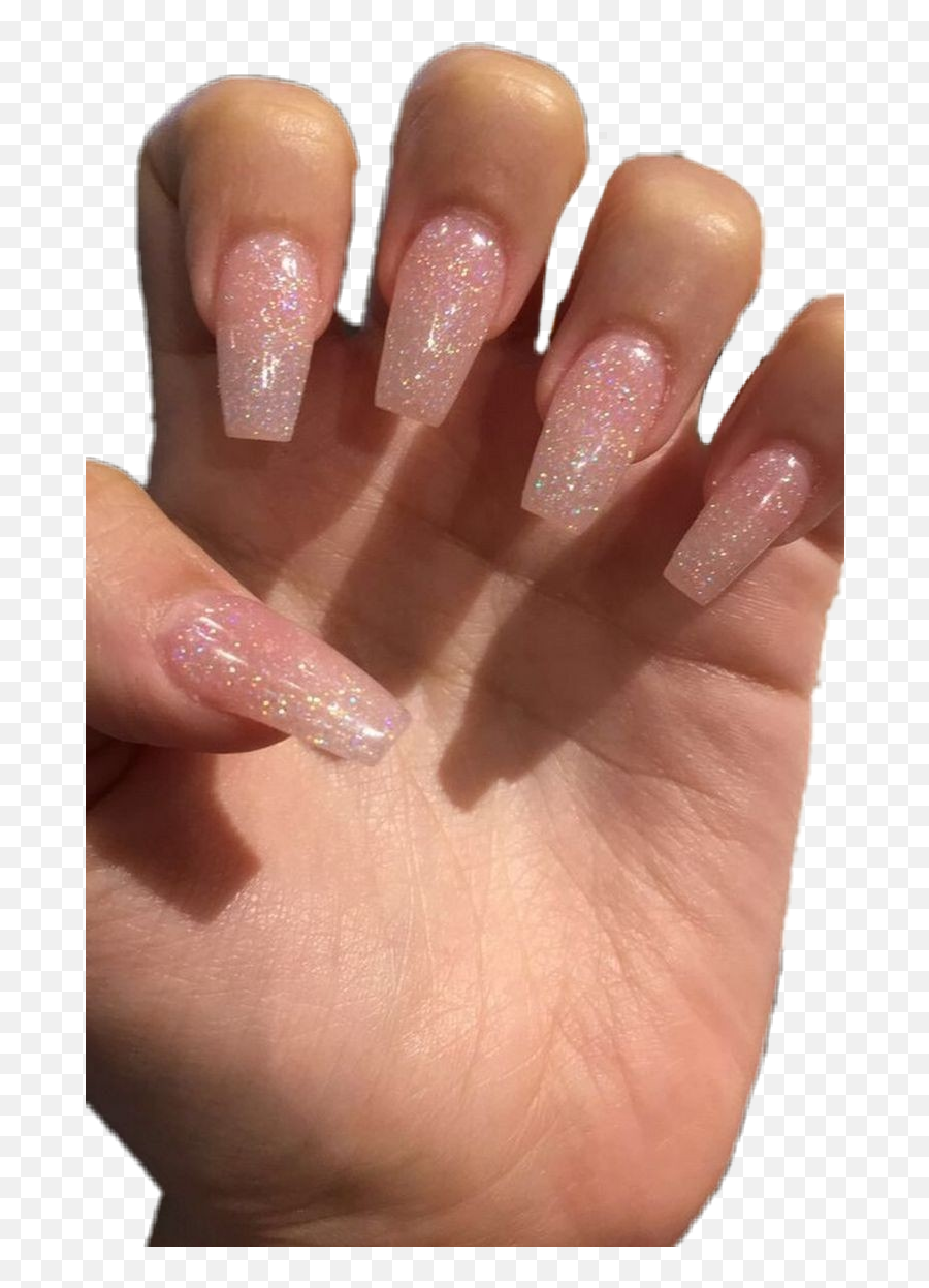Nails Aesthetic Pink Sticker - Acrylic Nails Ideas Glitter Emoji,Nails With Emojis And Glitter