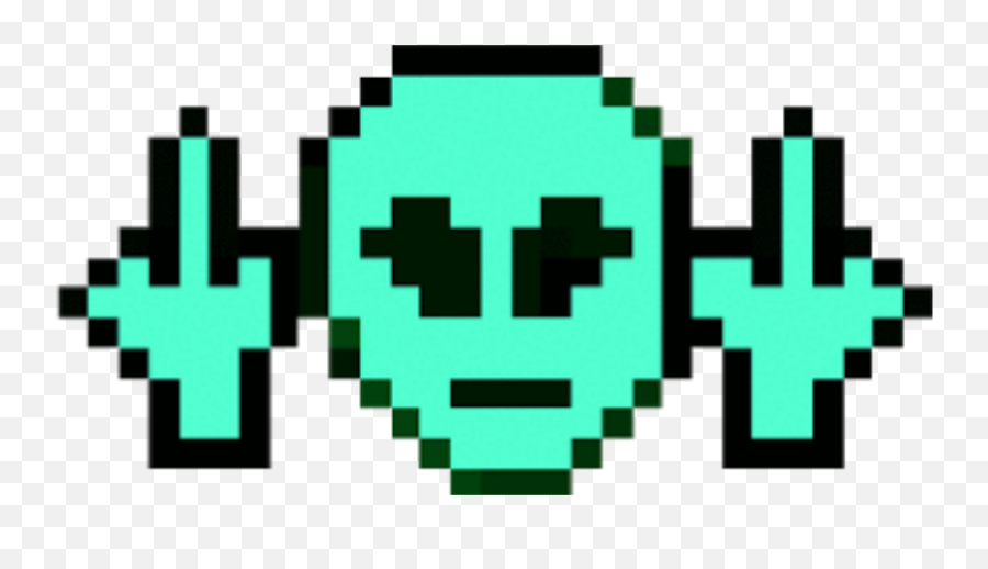 Fuckyou Alien Flipoff Pixel Sticker - Mario Bros Green Mushroom Emoji,Flip Off Emoji Text