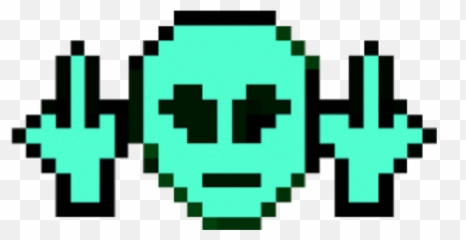 Fuckyou Alien Flipoff Pixel Sticker - Mario Bros Green Mushroom Emoji,Flip Off Emoji Text