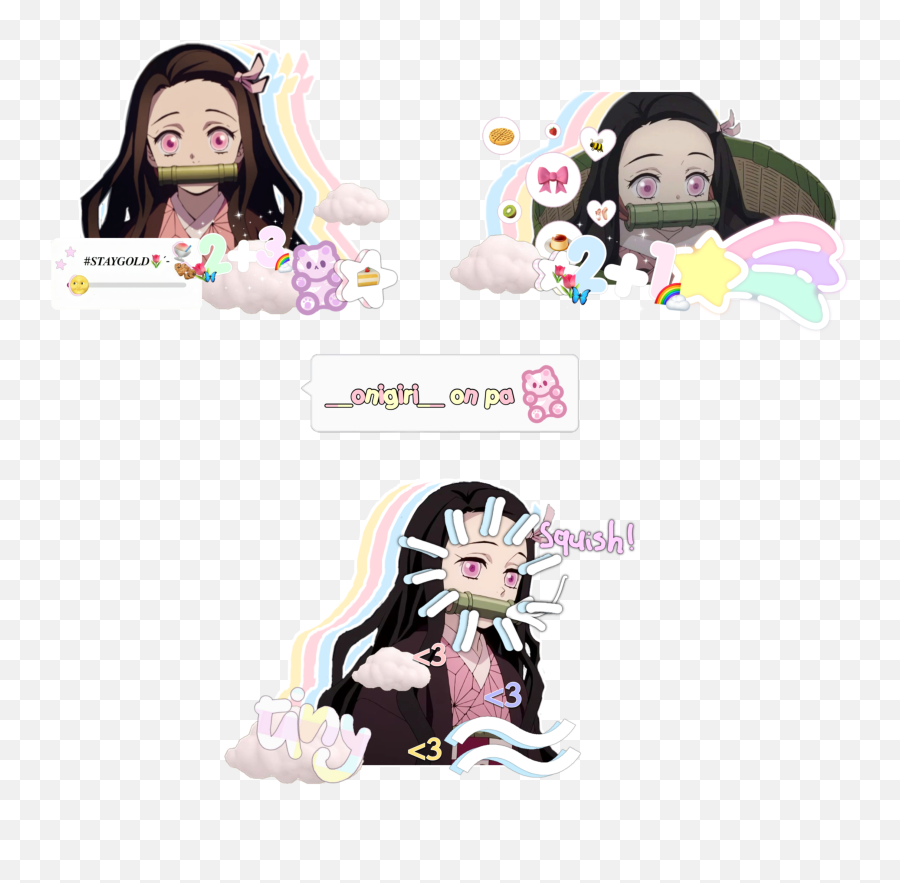 Discover Trending Nezuko Stickers Picsart - Fictional Character Emoji,Emoji Label Templete