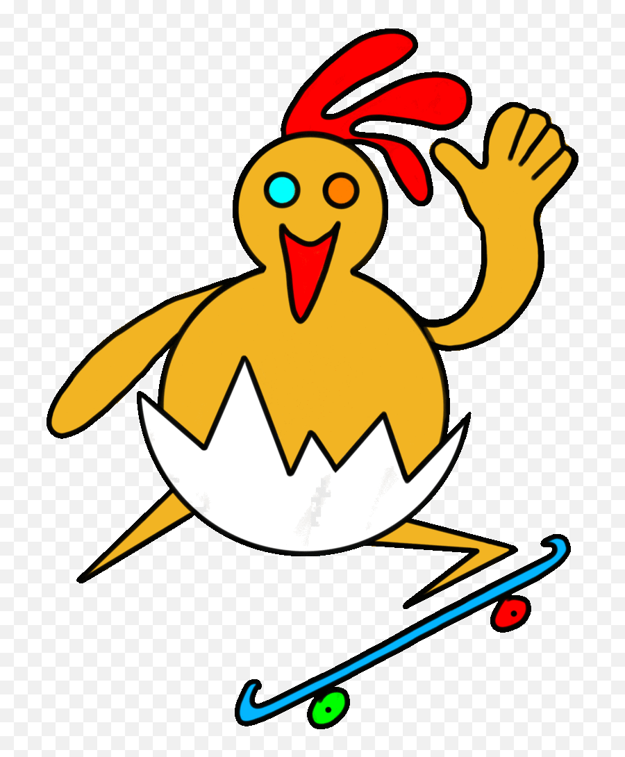 Skateboard Hands Up Bonjour Chicken It S Me Happy Sticker - Skateboard Deck Emoji,Emoji Hand And Chicken