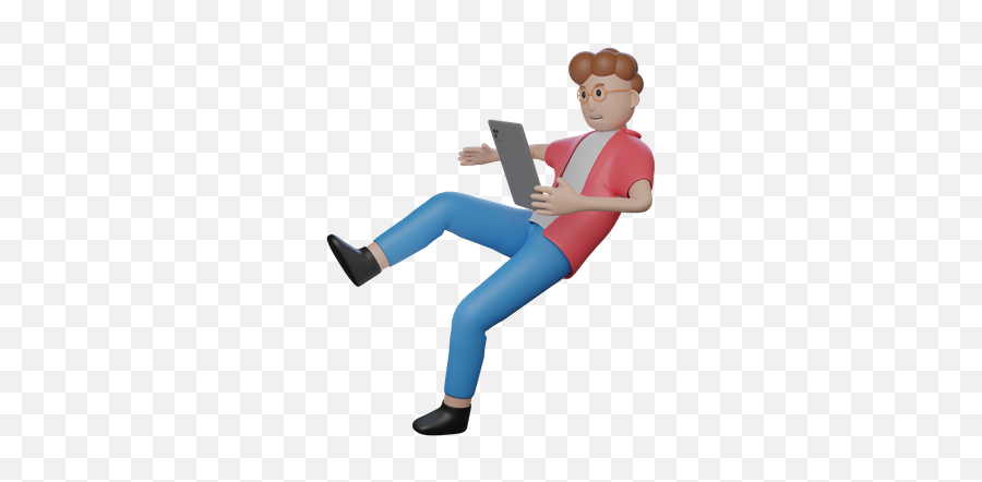 Premium Young Boy Floating In Air With Tablet 3d Emoji,Tablet Emoji