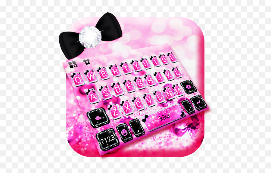 Pink Black Bowknot Keyboard Theme - Girly Emoji,Kiko Emoji