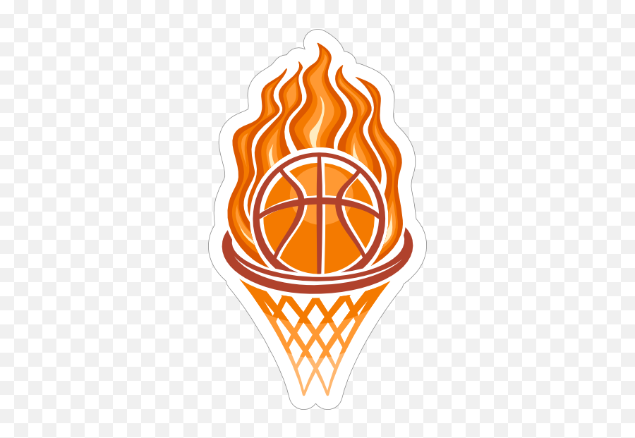 Fire Hoop Basketball Sticker - Basketball Ball On Fire Logo Emoji,Facebook Emoticon Flames