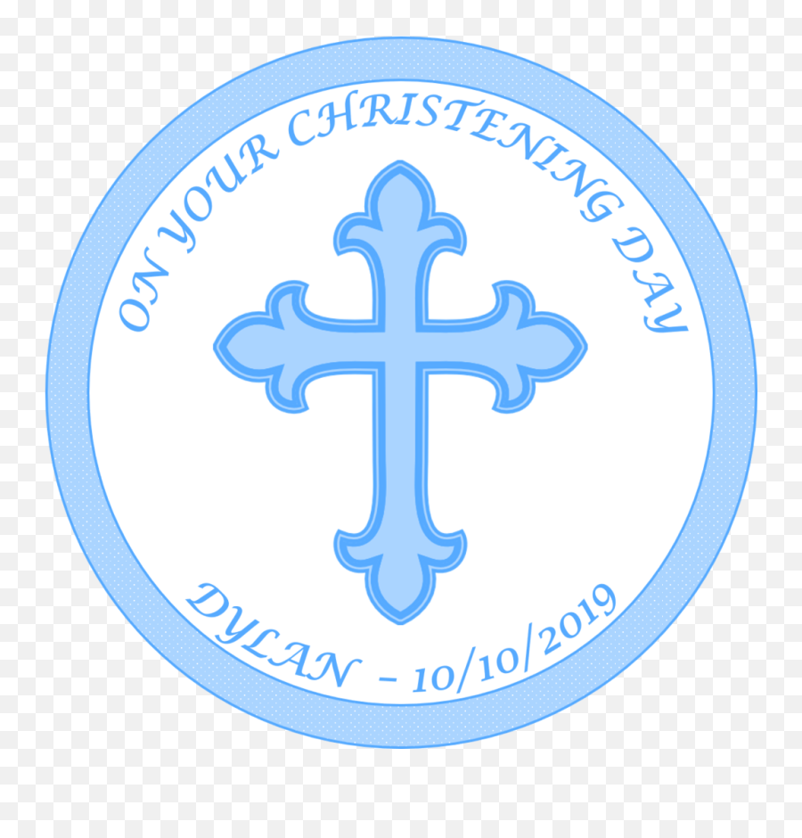 Christening Blue Cross Cake Topper Edible Icing Or Wafer - Happy Christening Cake Topper Blue Emoji,Cross Emoticon Code