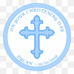 Christening Blue Cross Cake Topper Edible Icing Or Wafer - Happy Christening Cake Topper Blue Emoji,Cross Emoticon Code