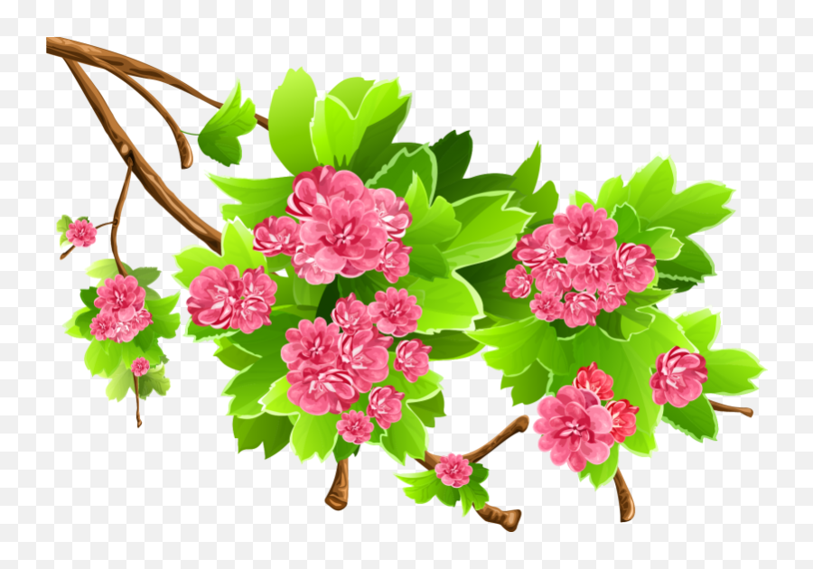 Pig Clip Art - Green And Pink Flowers Background Png Transparent Background Spring Flowers Clipart Emoji,Pink Flower Emoji
