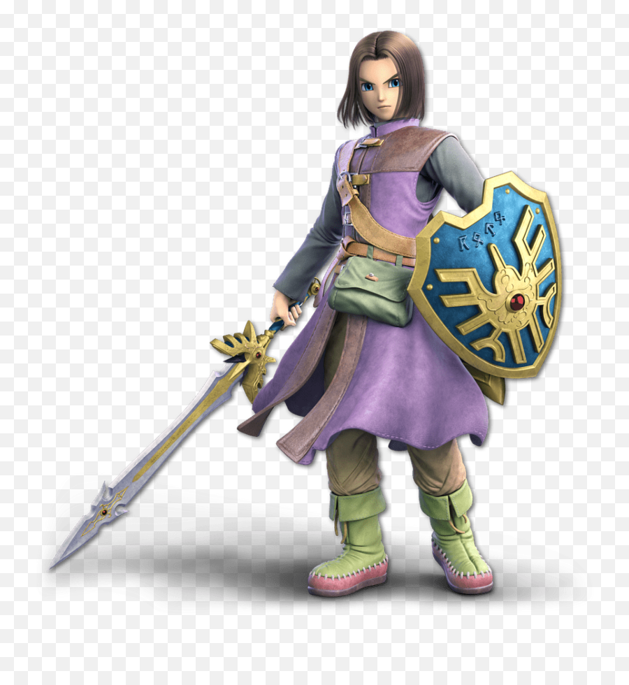 Dragon Quest Dragon Warrior Luminary With Sword And Shield - Hero Smash Bros Emoji,Sword Emoticon Tumblr