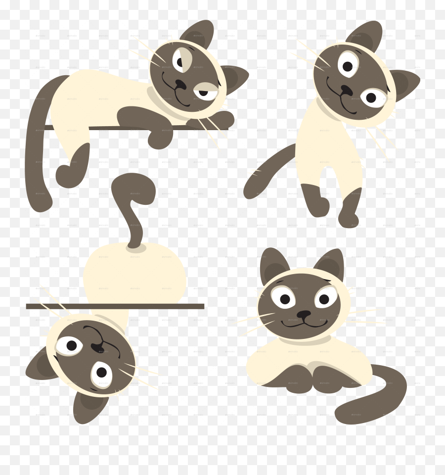 Download Hd Feline Clipart Siamese Cat - Siamese Cat Emoji Cute Siamese Cat Cartoon,Pawprint Emoji