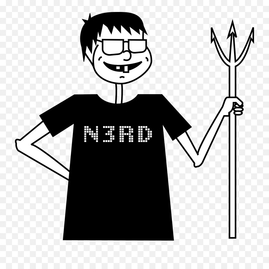 Download Boy Person Cartoon Nerd Pitchfork Evil Geek - Auguri Laurea In Informatica Emoji,Nerd Emoji Png
