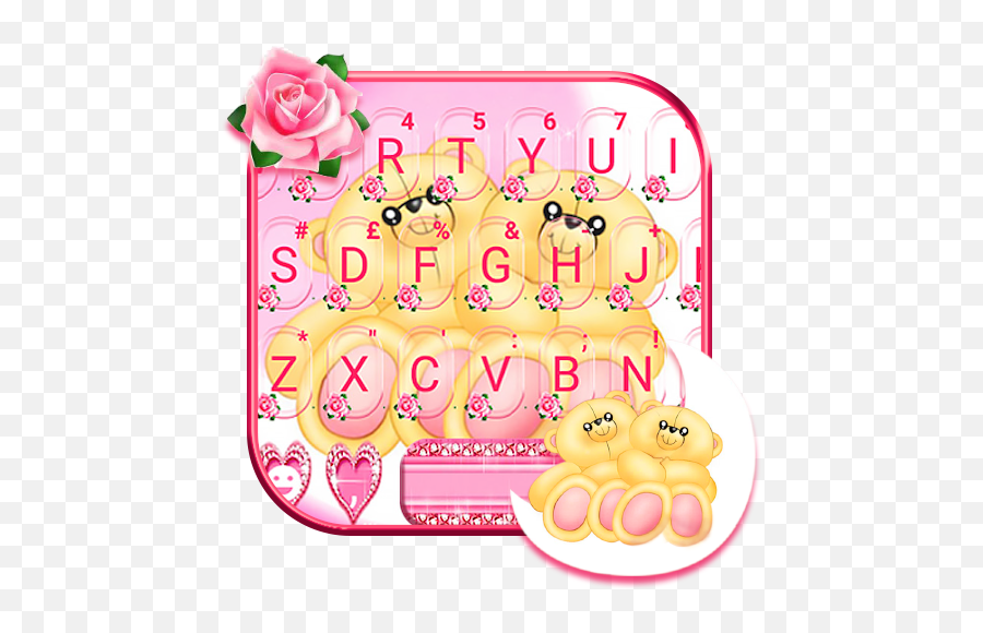 Lovely Teddy Rose Keyboard Theme - Garden Roses Emoji,Rose In Emoticon