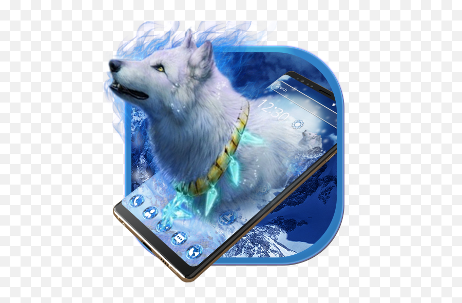 Cute White Wolf Blue Fire Theme U2013 Appar På Google Play - Smartphone Emoji,Wolf Icons And Emojis