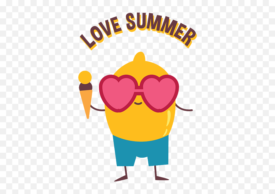 Love Summer Lemon Eating Ice Cream - Happy Emoji,Eat Ice Cream Emoticon