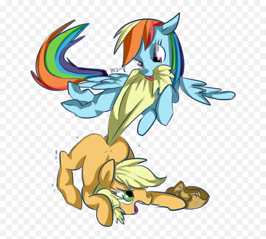 487643 - Safe Artistkkuyo Applejack Rainbow Dash 30 Mythical Creature Emoji,Sweet Emotions Tail