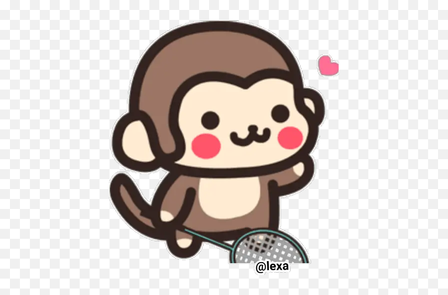Sticker Maker - Cute Monkey Racketlon Emoji,