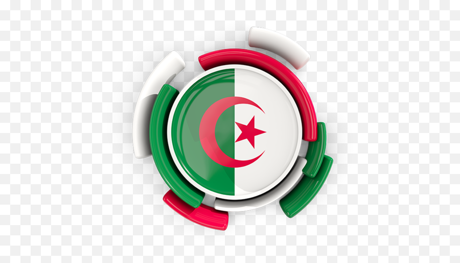 Round Flag With Pattern Illustration Of Flag Of Algeria Emoji,Iphone Emoji Green Flag