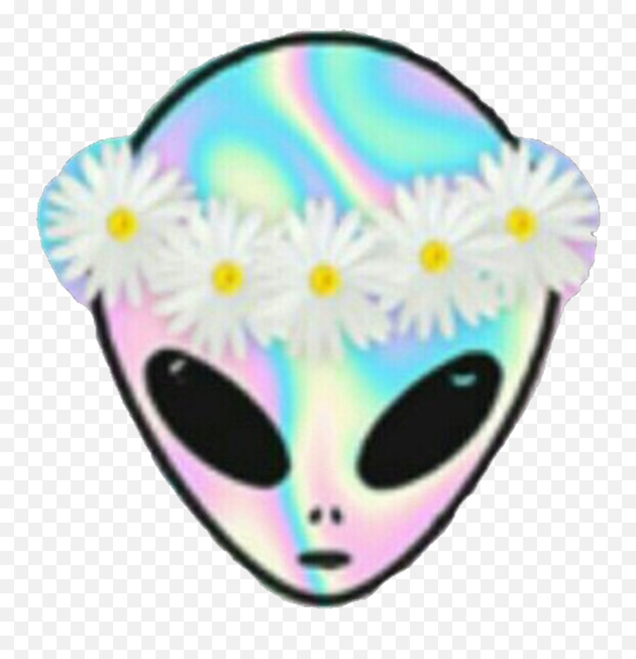 Alien Coolalien Flower Flowercrown - Alien With Flower Crown Popsocket Emoji,Alien Emoji With Flower Crown
