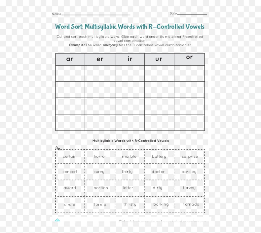 Multisyllabic Words With R - Dot Emoji,Controlling Emotions Worksheets